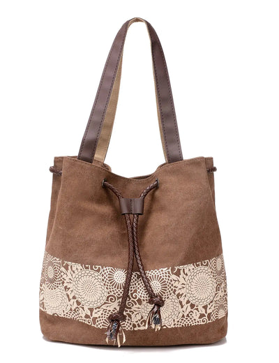 Women's Cotton Canvas Tote Bag - Medium Brown