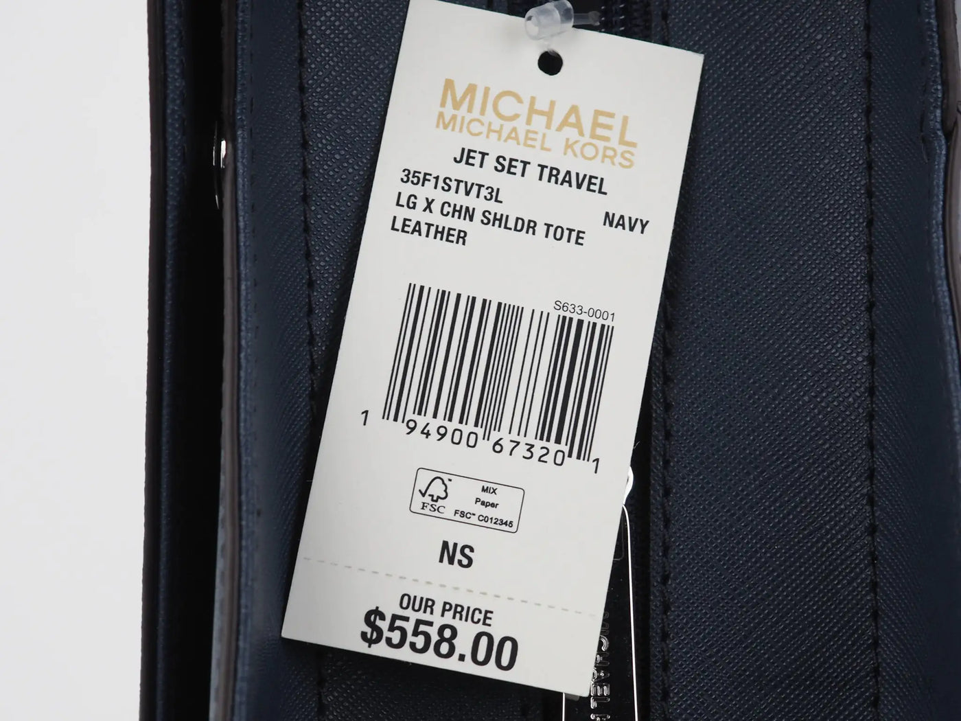 Michael Kors Navy Saffiano Chain Tote Bag