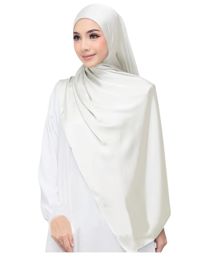 Lina & Lily Ivory Satin Hijab Shawl for Muslim Women