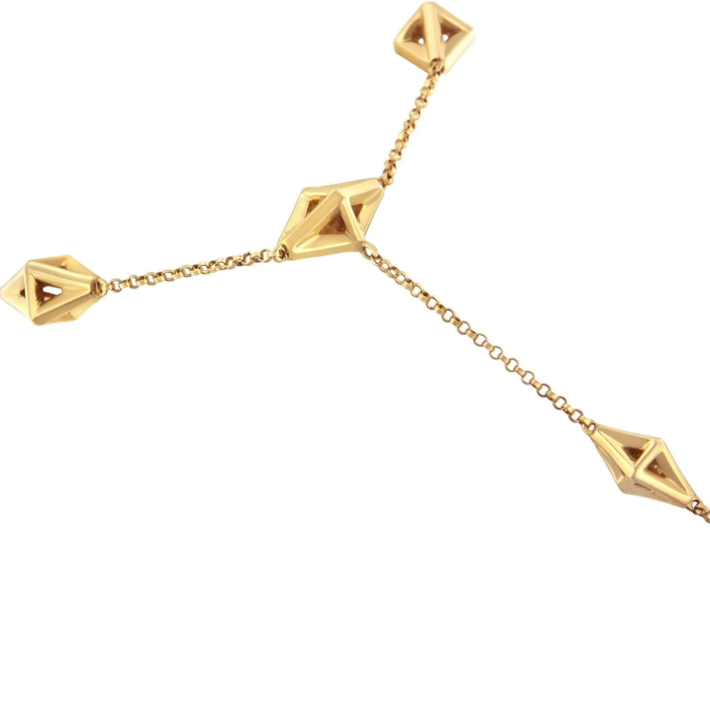 14K Yellow Gold Diamond Hand Chain Bracelet 7"